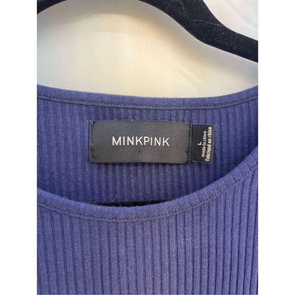 MINKPINK Romanticize Drawstring Ribbed Dress Navy Size L - Picture 7 of 11